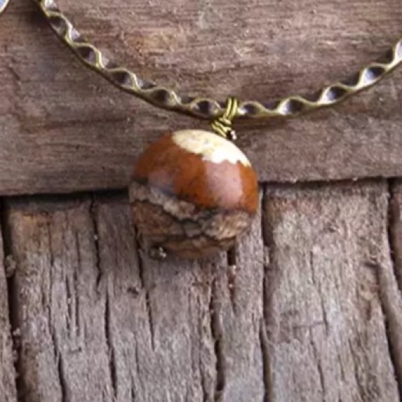 Western boho hoop jasper stone earrings - Picture 3 of 3